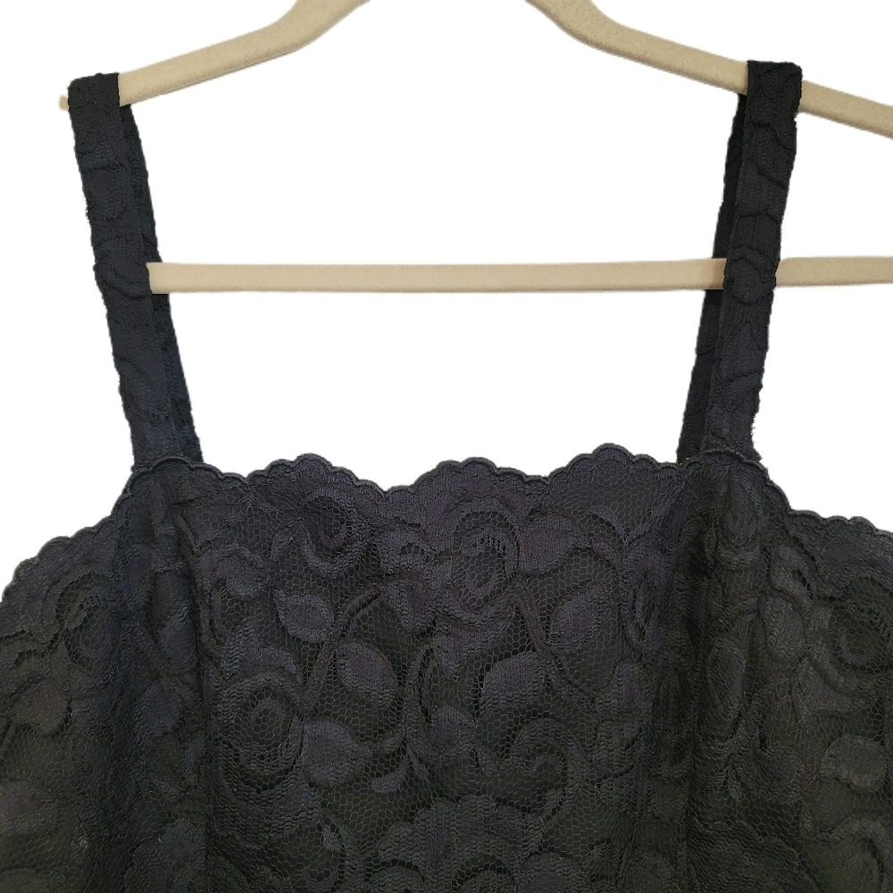 Vintage Nolan Miller Top Size 8 Black Floral Lace Sleeveless Crop - Picture 2 of 8